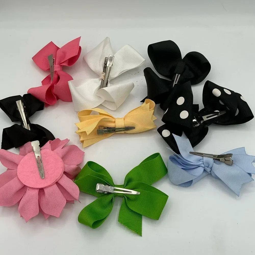 Colorful Kids Hair Bows 3-4” inches Set of 9